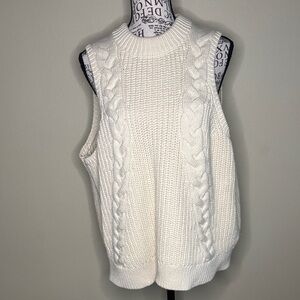 Banana Republic Women's White Cable Knit Sweater Vest